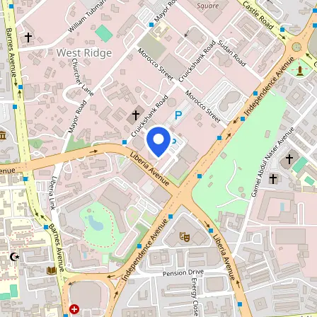 Map showing the location of British Council in Accra