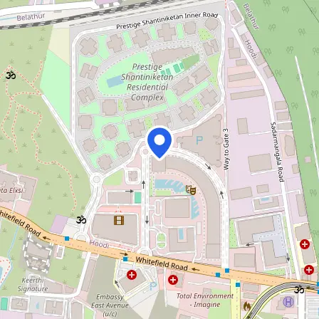 Map showing the location of Prometric Test Center in Bengaluru