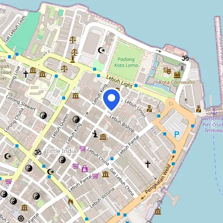 Map showing the location of SENTRAL College Penang in George Town