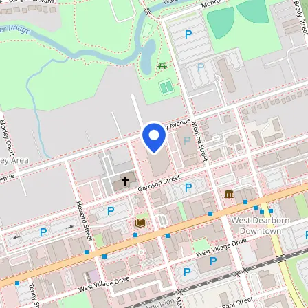 Map showing the location of Pearson VUE in Dearborn