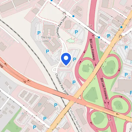 Map showing the location of Pearson Professional Center in Charlotte