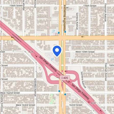 Map showing the location of PSI Testing Center in Lawndale