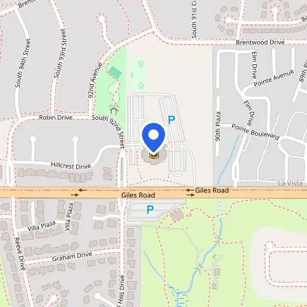 Map showing the location of Metropolitan Community College Testing Center in La Vista