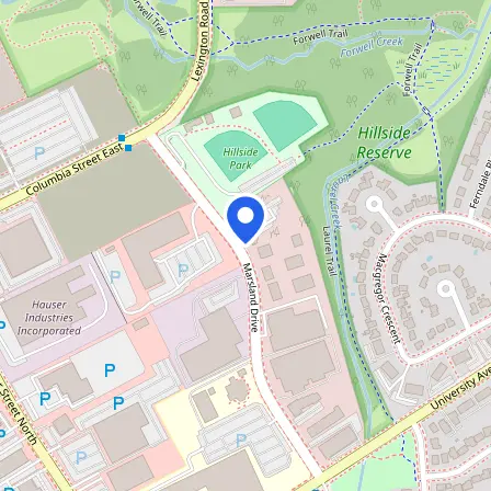 Map showing the location of IELTS Waterloo, Conestoga College in Waterloo