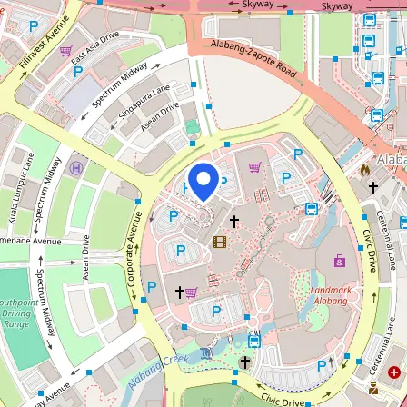 Map showing the location of Pearson Professional Centers-Alabang, Manila in Muntinlupa