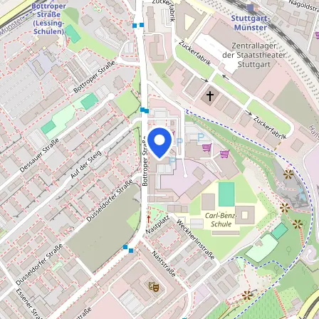 Map showing the location of ITTS Stuttgart C/O Zöldi Center in Stuttgart