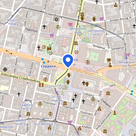 Map showing the location of New Horizons Bulgaria in Sofia